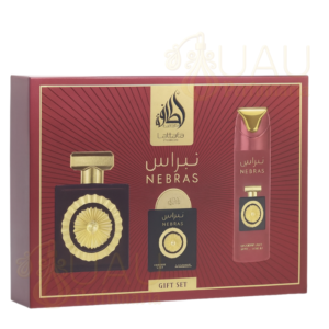 KIT NEBRAS PERFUME 100ML + MINI 20ML + DESODORANTE SPRAY 200ML - LATTAFA